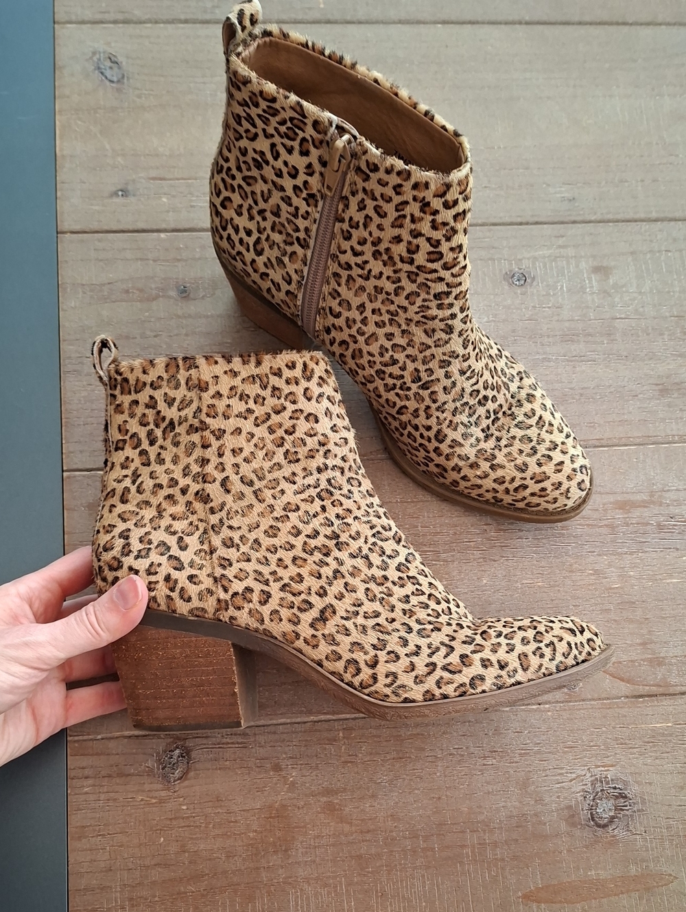 Lucky Brand Classic Calf Hair Leopard Print Point-toe Ankle Boots (Size US 7)